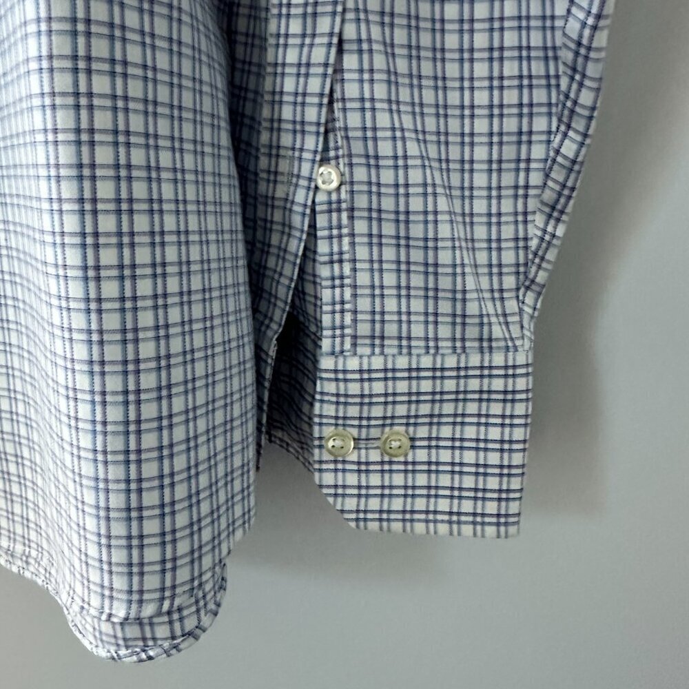 Marks & Spencer Blue, Purple & White Checked Men's Dress Shirt  100% Cotton - Picture 5 of 14